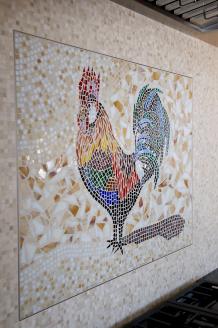 mosaique de verre cuisine coq